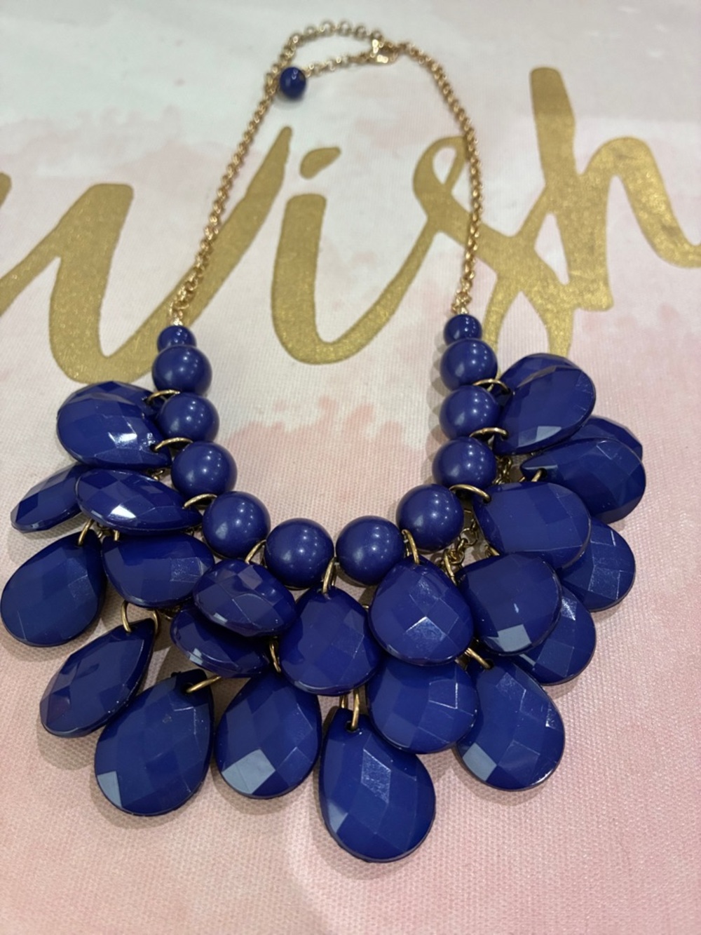 Blue Statement Bib Necklace - Unbranded